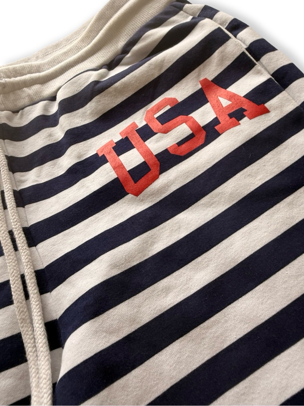 Navy & White Striped Jogger Pants with Red USA Accent - Picture 5 of 7